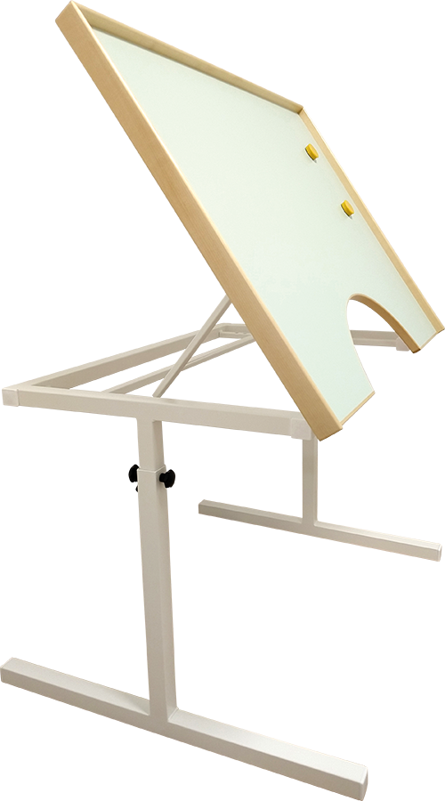 Adjustable table with cut-out